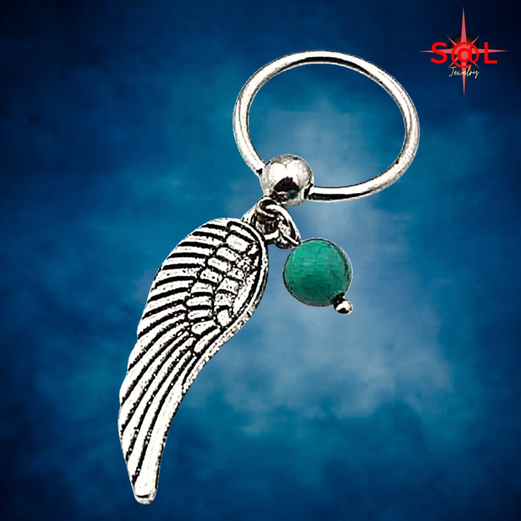 16g Steel Captive Bead Ring With Angel Wing Dangle
